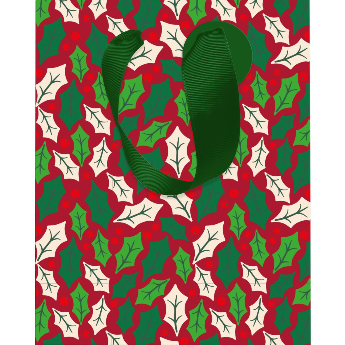 Sac cadeau petit format noël Houx 1
