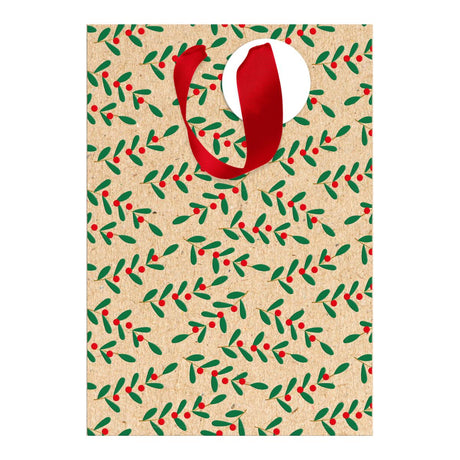 Sac cadeau petit format noël Kraft gui 1