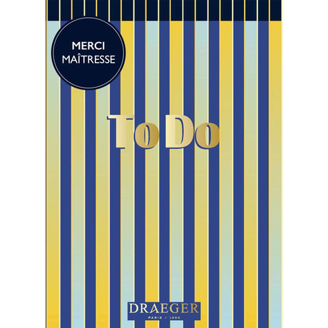 Bloc-notes To do list pour Maîtresse - 13x18 cm - 100 pages - Rayures bleu et jaune