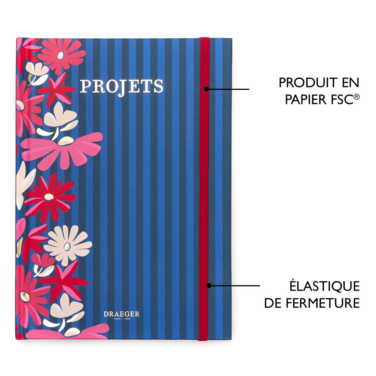 Libreta Office Chic A5 - Flores negras