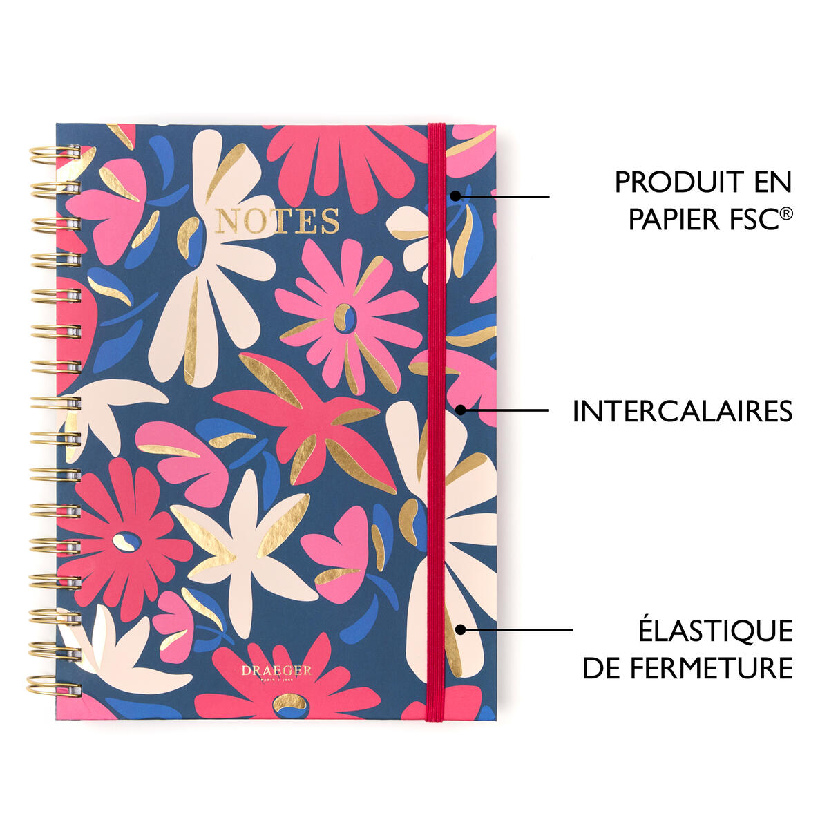 Libreta Office Chic A5 - Flores negras