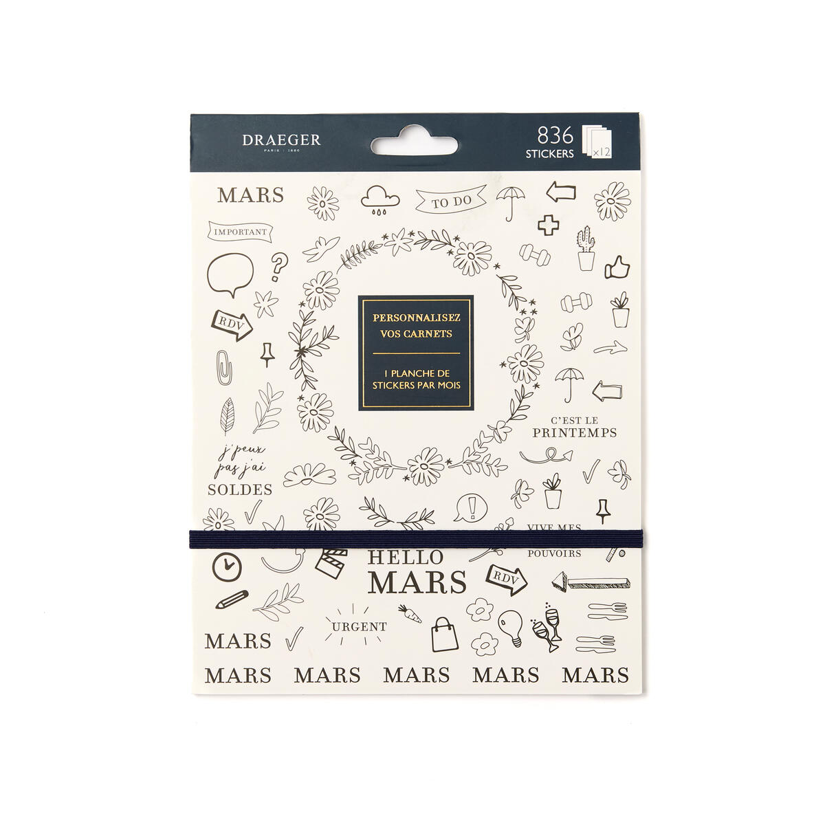 Carnet de stickers Home Office Organisation noir & blanc 1