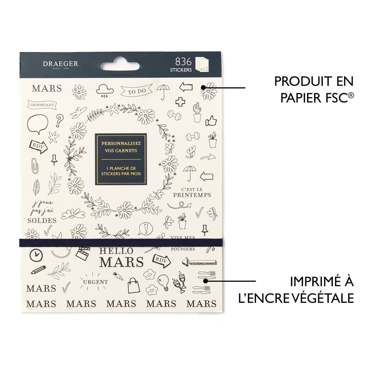 Carnet de stickers Home Office Organisation noir & blanc 4