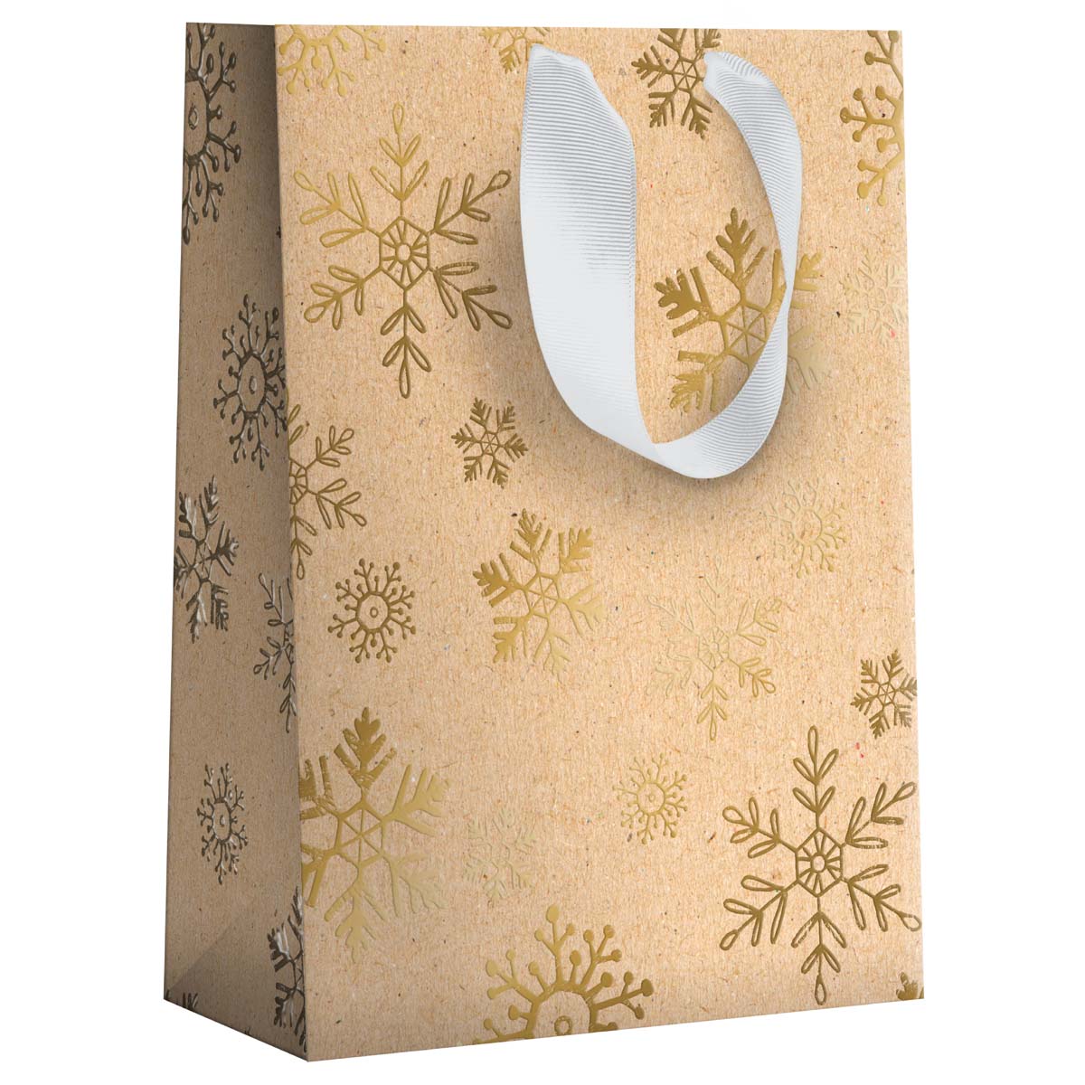 Bolsa de Regalo Kraft Copos de Nieve - Formato Grande