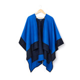Cape Bicolore d'Hiver pour Femme Bleu roi 1