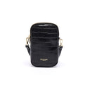 Pochette Double Téléphone Effet Croco Noir 1