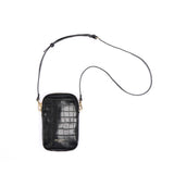Pochette Double Téléphone Effet Croco Noir 2