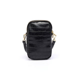 Pochette Double Téléphone Effet Croco Noir 3