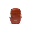 Pochette Double Téléphone Effet Croco Cognac 1