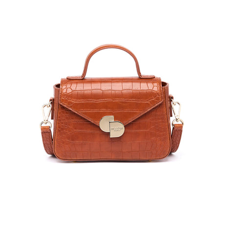 Sac à main Camille Croco Cognac 1