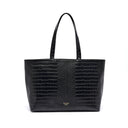 Bolso tote Camille grande de cocodrilo - Negro