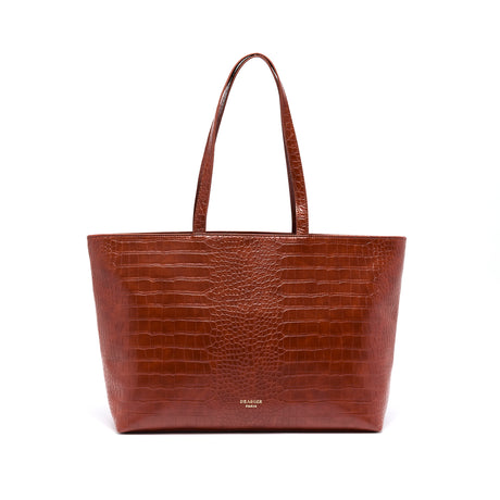 Bolso tote Camille grande de cocodrilo - Negro