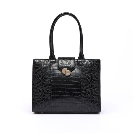 Grand Sac Cabas Croco Camille Noir 1