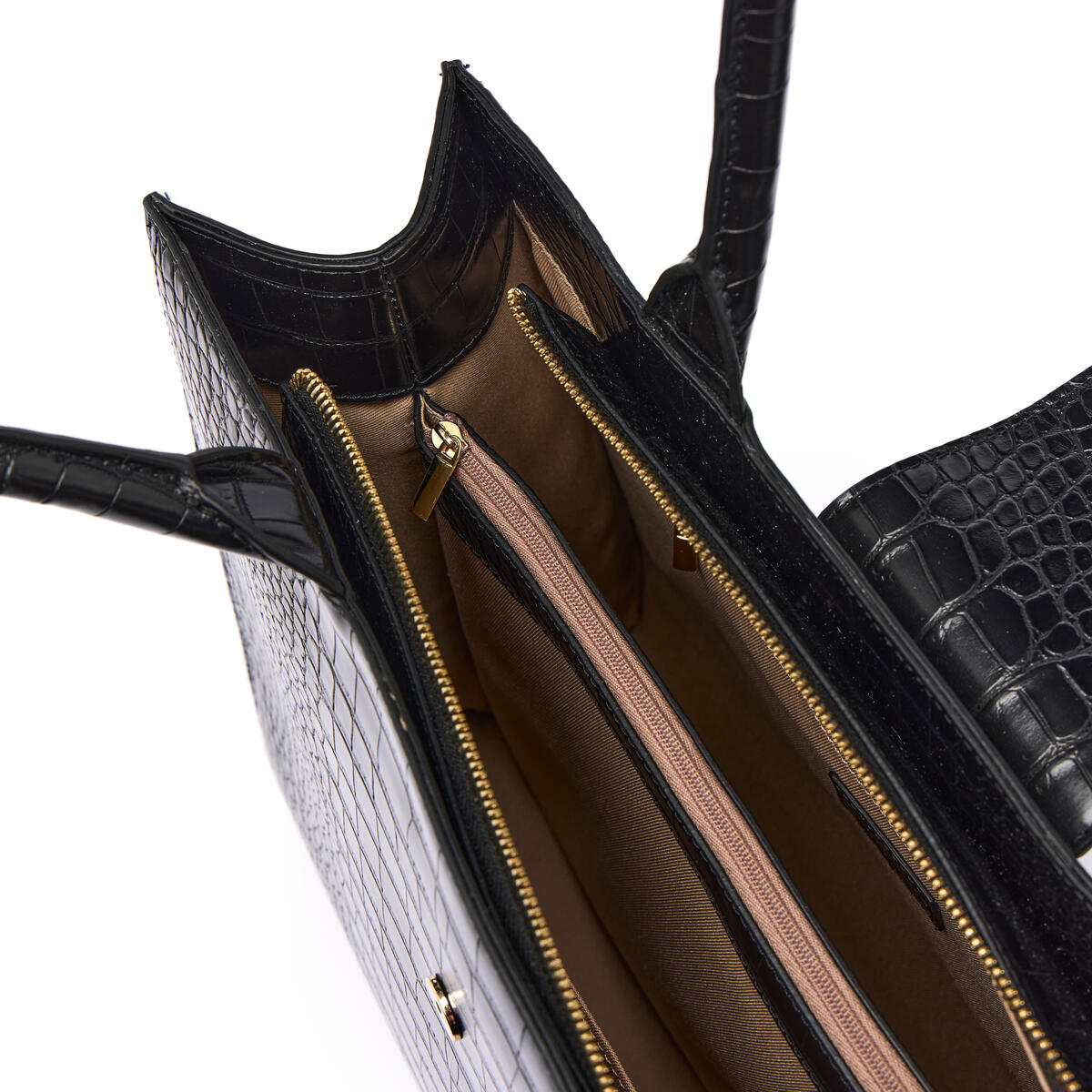 Grand Sac Cabas Croco Camille Noir 4