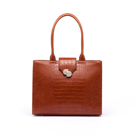 Grand Sac Cabas Croco Camille Cognac 1