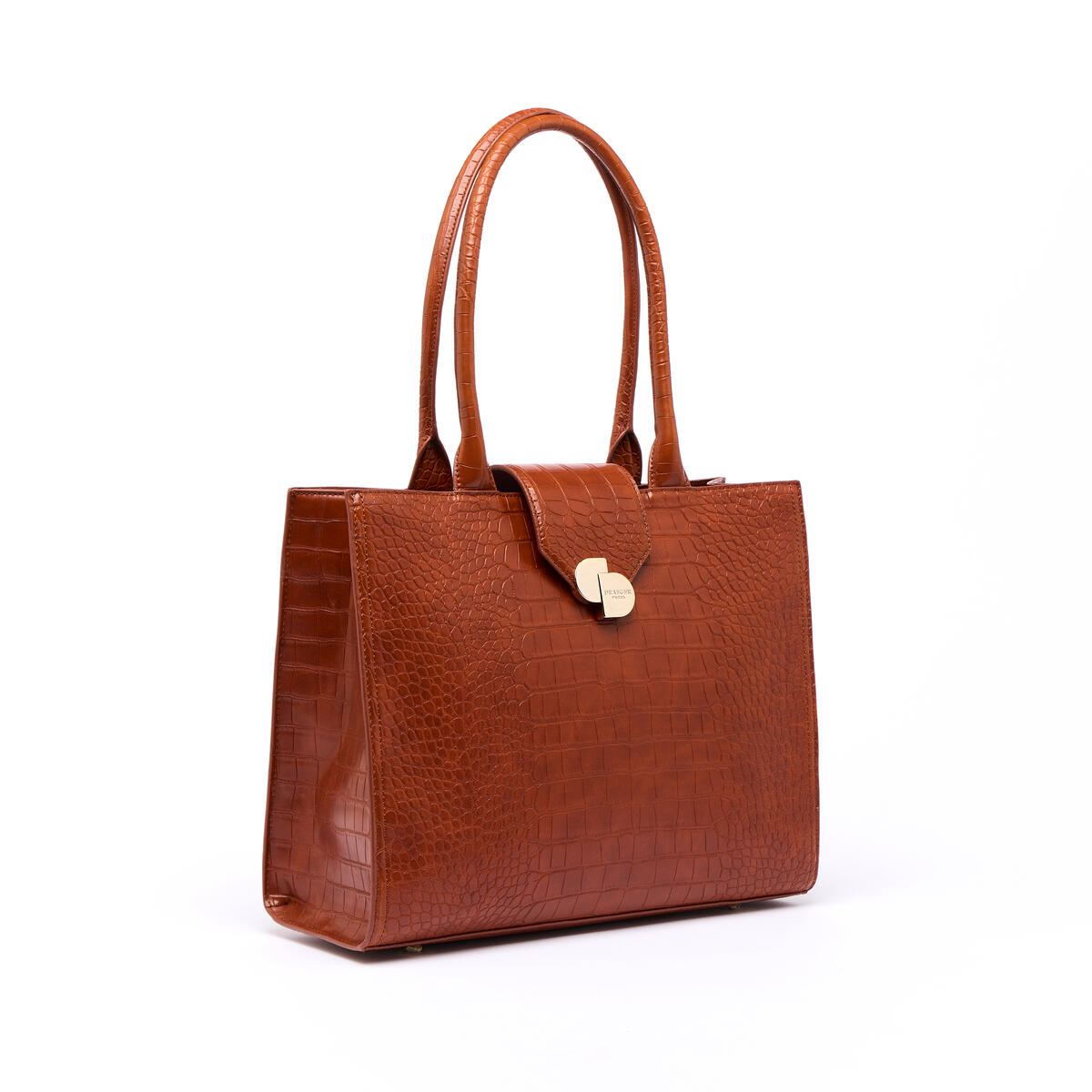 Grand Sac Cabas Croco Camille Cognac 2