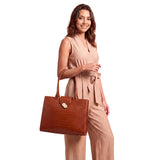 Grand Sac Cabas Croco Camille Cognac 5
