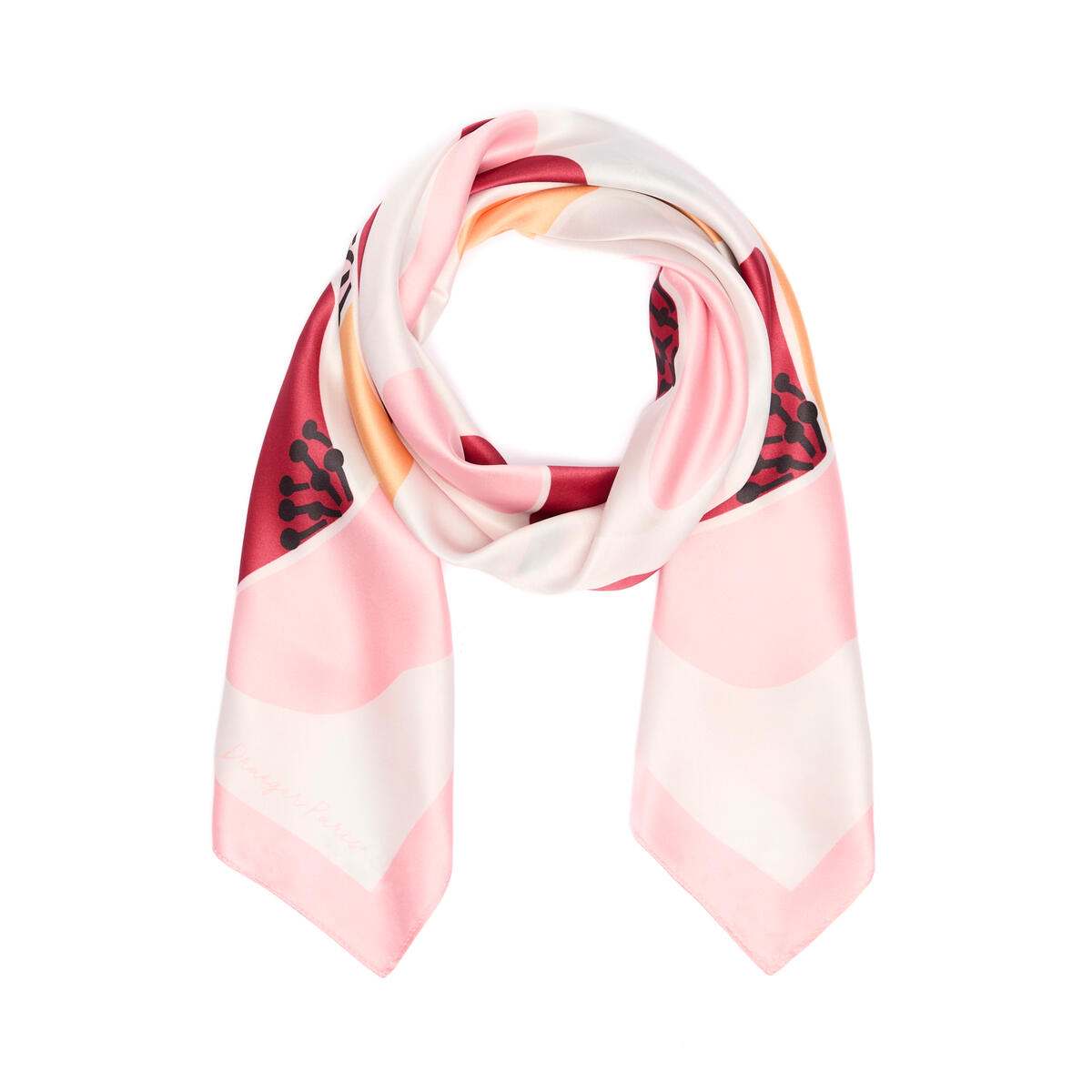 Grand carré chic Fleurs rouge 2