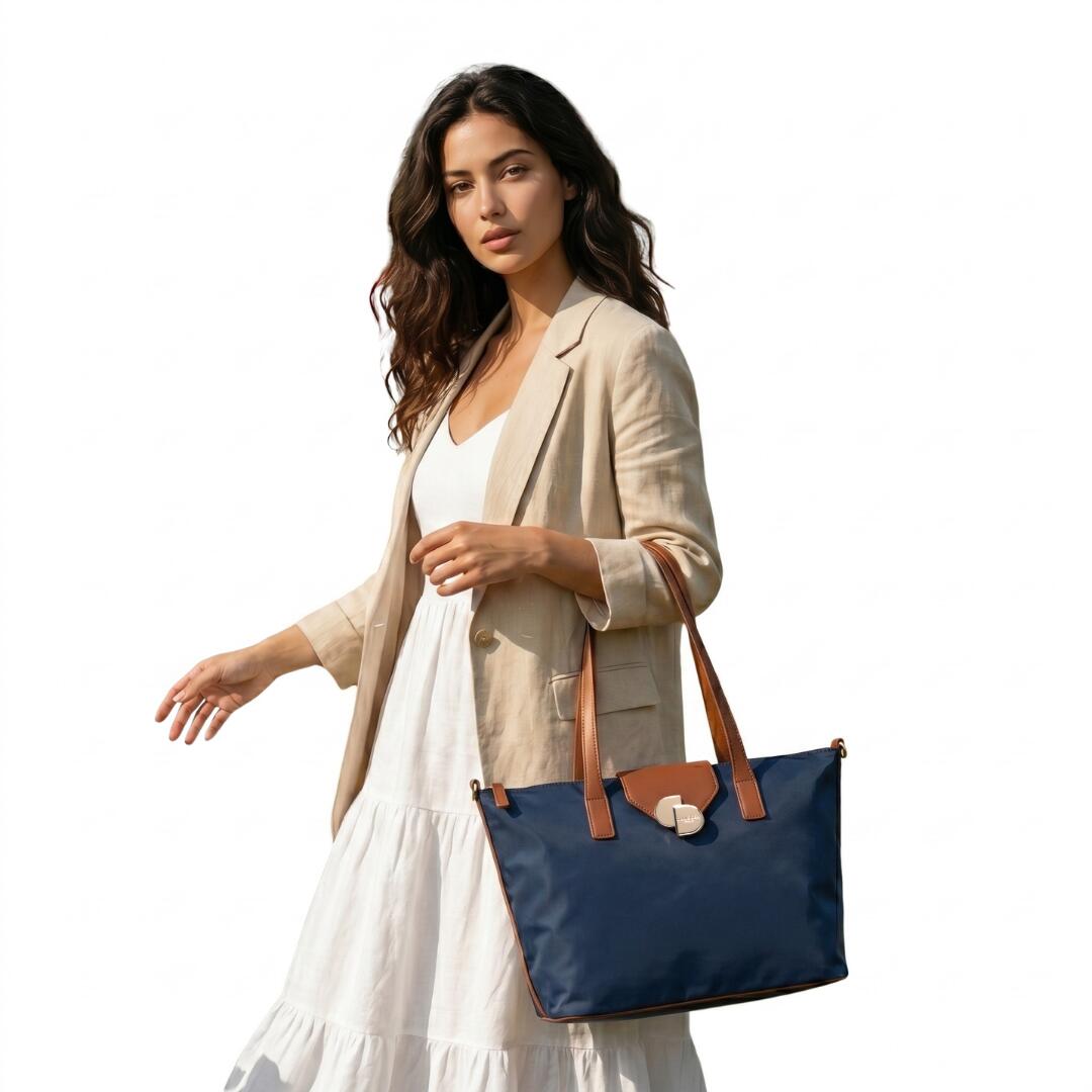 Moyen Cabas Toile Marine 5