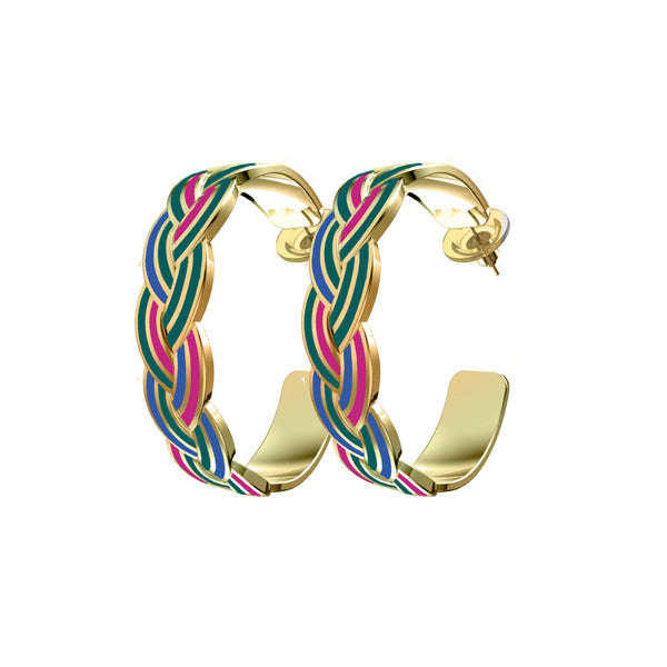 Boucles d'Oreilles Email Tokyo Tressées - Plusieurs Coloris