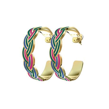 Boucles d'Oreilles Email Tokyo Tressées - Plusieurs Coloris