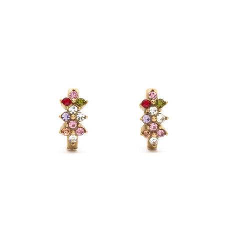 Créoles Dorées Pierres Roses 1