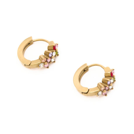 Créoles Dorées Pierres Roses 2