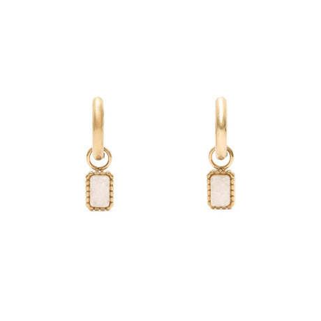 Boucles d'Oreilles Dorées Pierre Blanches 1