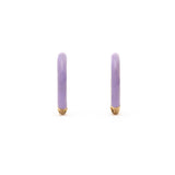 Boucles d'Oreilles Créoles Dorées Email Violet 1