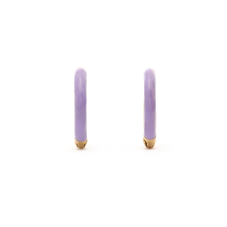Boucles d'Oreilles Créoles Dorées Email Violet 1