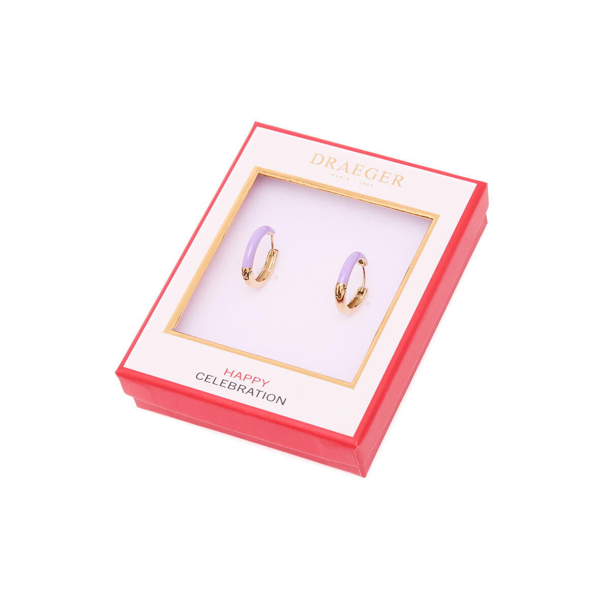 Boucles d'Oreilles Créoles Dorées Email Violet 3