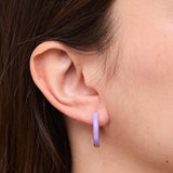 Boucles d'Oreilles Créoles Dorées Email Violet 4