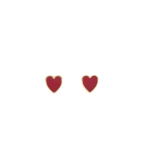 Boucles d'Oreilles Dorées Cœurs Rouges 1