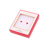 Boucles d'Oreilles Dorées Cœurs Rouges 3
