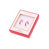 Boucles d'Oreilles Créoles Dorées Email Rose 3