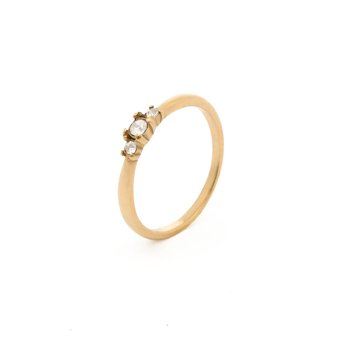 Anillo con dije de onda de acero inoxidable - Oro