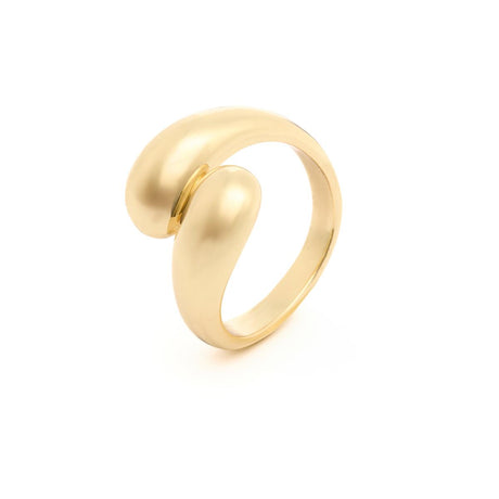 Anillo con dije de onda de acero inoxidable - Oro