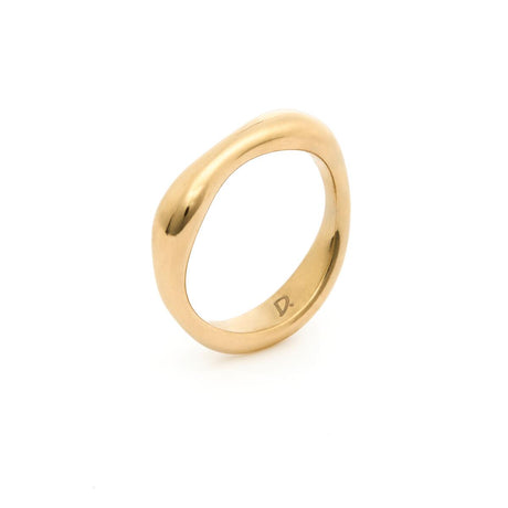 Anillo con dije de onda de acero inoxidable - Oro