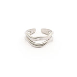 Anillo con dije de onda de acero inoxidable - Oro