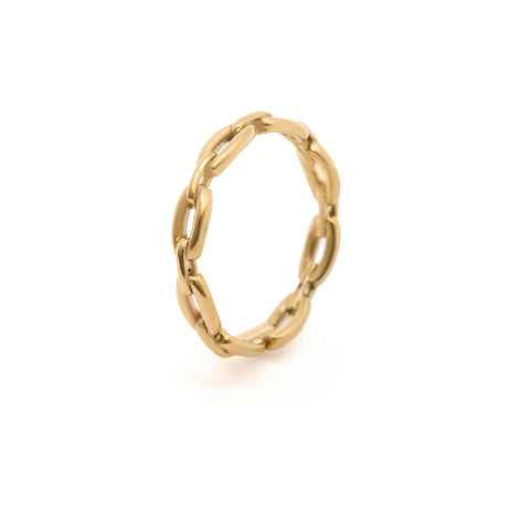 Anillo con dije de onda de acero inoxidable - Oro