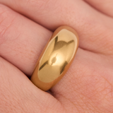 Anillo con dije de onda de acero inoxidable - Oro
