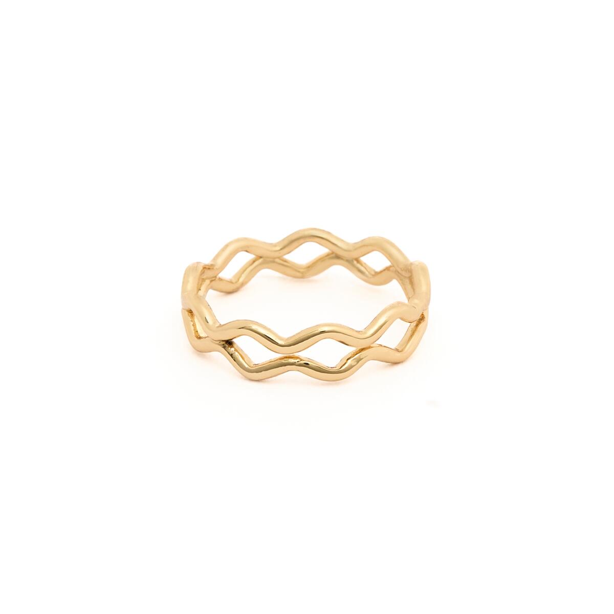 Bague Dorée Anneaux Ondulés 1