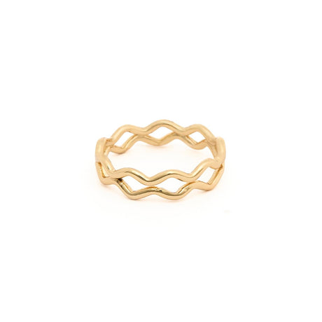 Bague Dorée Anneaux Ondulés 1