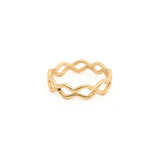 Anillo con dije de onda de acero inoxidable - Oro