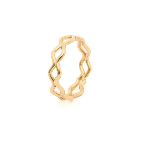 Anillo con dije de onda de acero inoxidable - Oro