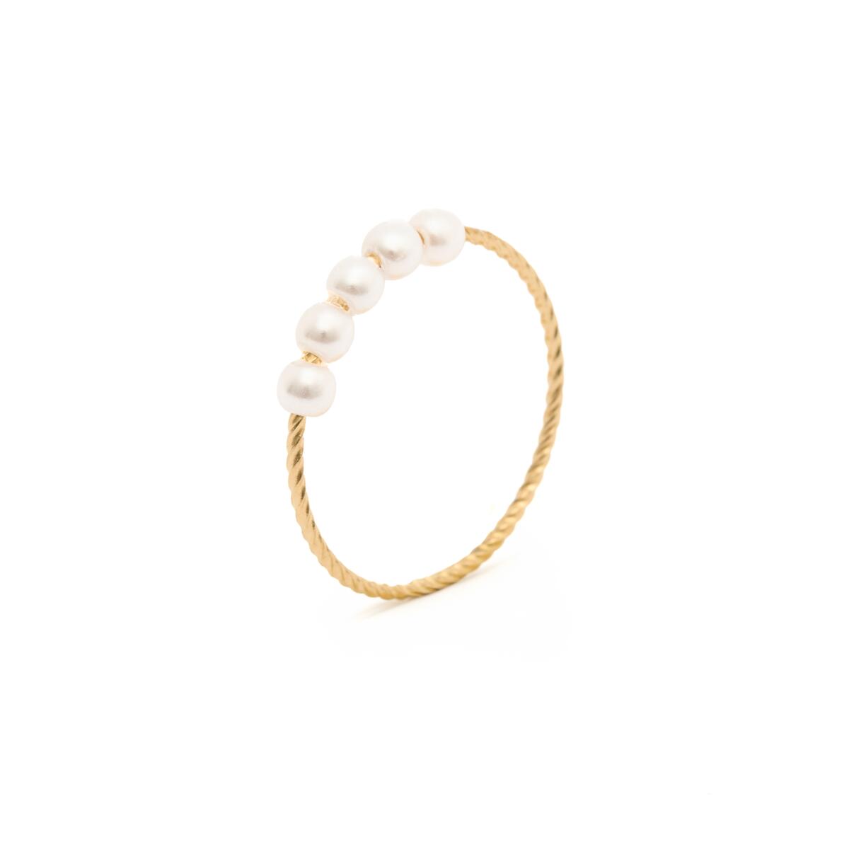 Anillo con dije de onda de acero inoxidable - Oro