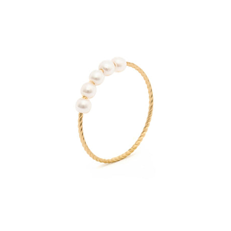 Anillo con dije de onda de acero inoxidable - Oro