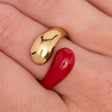 Bague Dorée Email Rouge 4