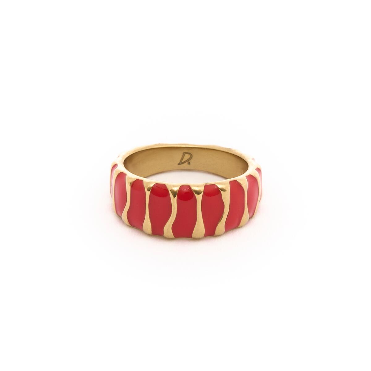 Anillo con dije de onda de acero inoxidable - Oro