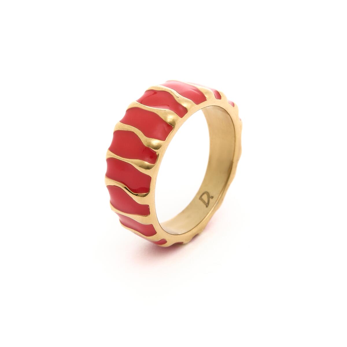 Anillo con dije de onda de acero inoxidable - Oro